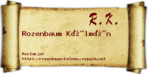 Rozenbaum Kálmán névjegykártya